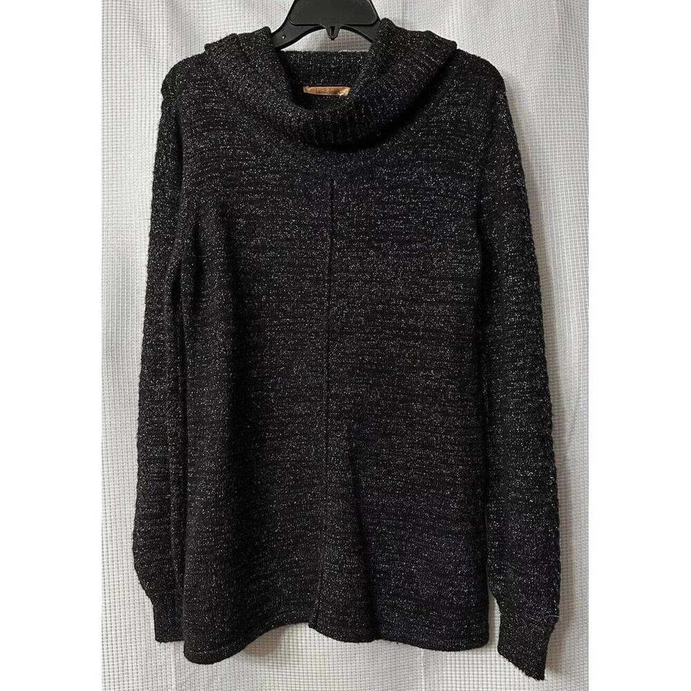 NWT Belldini Womens Long Sleeve‎ Pullover Black Metallic Sweater Size Medium